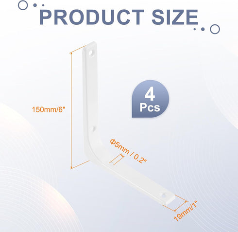 4Pcs 5 6 Inch Countertop uxcell Floating Shelf Brackets, x Heavy Duty Wall Shelf Supports, Steel Joint Angle Brackets