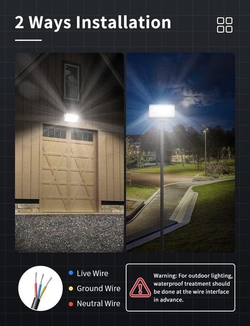 100W 8000LM Lights,6000K Lights,IP65 papasbox LED Flood Light Outdoor, Outdoor Security Daylight White led Stadium