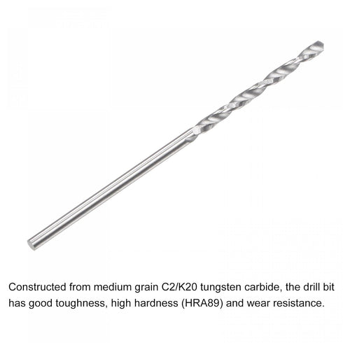 uxcell Solid Carbide Drill Bits, 1.5mm C2/K20 Tungsten Carbide Jobber Drill Bits, Straight Shank Drilling Tool for