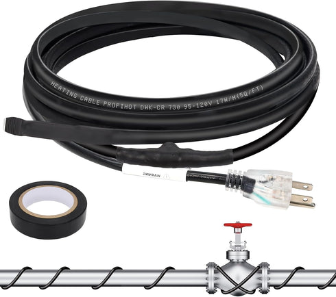12FT Pipe Heating Cable - Heat Tape for Water Pipe Freeze Protection, 120V De-Icing Cable
