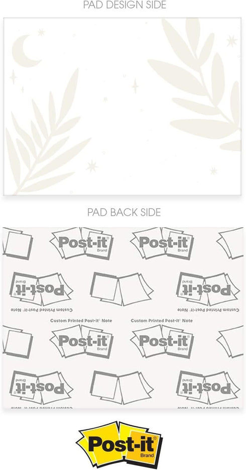 Boho Crystal Magic Sticky Note Assortment, Set of 6, 4" x 3" Blue Tan Repositionable Pads, Made in The USA