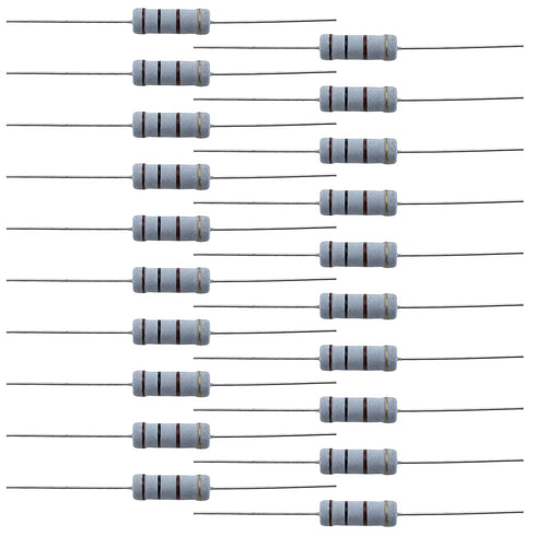 20PCS 3 Watt 100 Ohm Metal Oxide Film Resistor, Quad Band Standard EIA Colours for Experiments