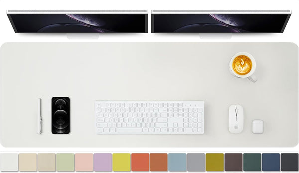 Large Desk Mat - 47.2"x 17" Non-Slip PU Desk Pad for Office and Home, Ideal for Large Mouse Pad on Desks (White)