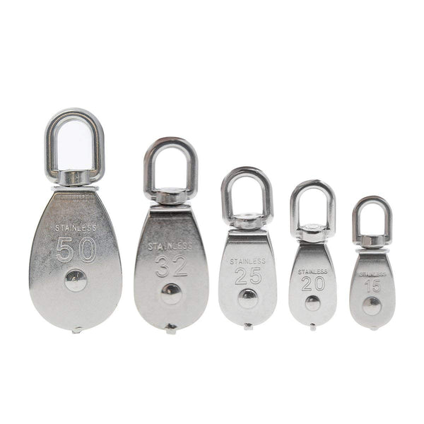 Pulley Block M15/M20/M25/M32/M50, 304 Stainless Steel Heavy Duty Rigging Lifting Wheel, 5Pcs