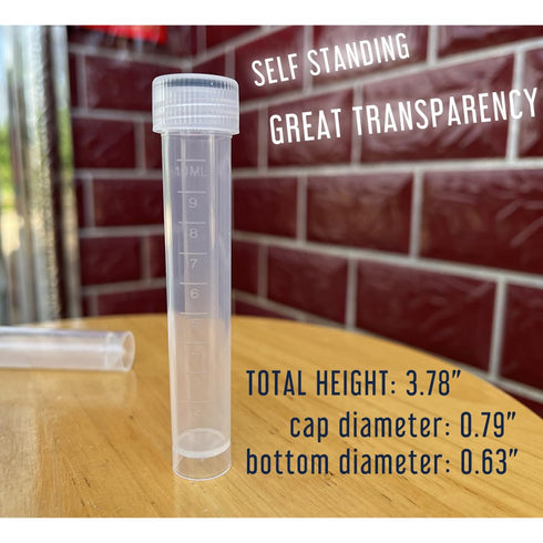 10 Piece 10ml Transparent Plastic Vial Tube with Screw Caps, Graduated Leakproof Aquarium Water Test Tube Replacement Sample Vial Holder Container for Needle Seed Bead Small Screw Tiny Stone