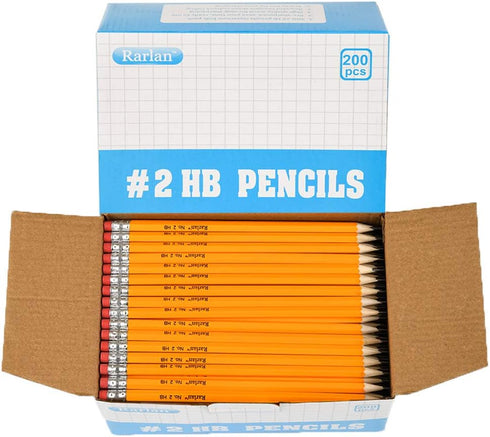 Wood-Cased #2 HB Pencils, Pre-sharpened, 200 Count Bulk Pack