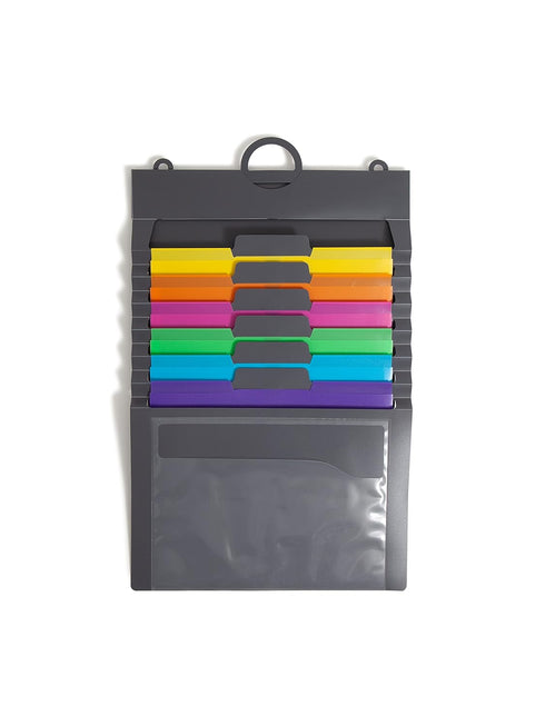 Smead Cascading Wall Organizer, 6 Removable Folder Pockets, Letter Size, Gray/Bright Pockets