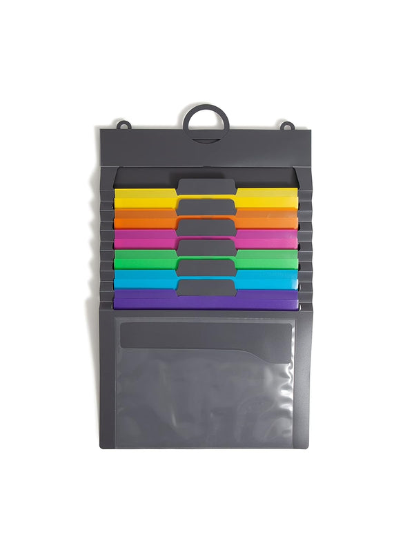 Smead Cascading Wall Organizer, 6 Removable Folder Pockets, Letter Size, Gray/Bright Pockets