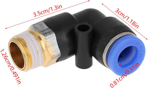 Push in Joint Pneumatic Connector, 10 pcs 8mm G1 push in anslutningar 90 Degree Male Thread Quick Fittings Push to Connect Lock Elbow Pipe L Shape with Oval Ring Air Fitting Thread Adapter 8mm x 1/4" by AUNMAS