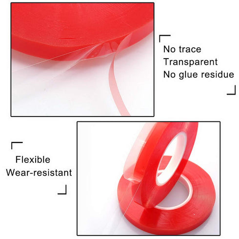 Pimoys 2mm / 3mm x 25m Double Sided Phone Adhesive Tape, 2 Rolls Heat Resistant Transparent Acrylic for Repair