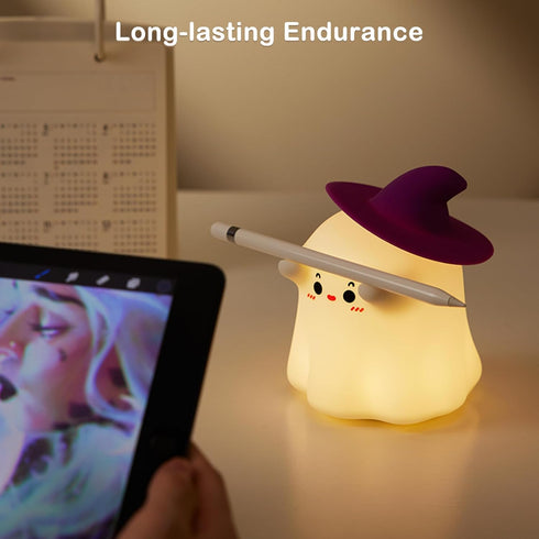 Eelexa Halloween Ghost Night Lights for Kids: Cute Lamp Rechargeable Toddler Baby Night Light with Timer, Adjustable