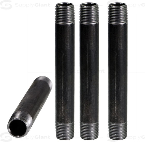 1/2 Inch Black Nipple Pipe, Ideal for Building Industrial Furniture and Shelves, Purchase the Length You Need