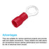 uxcell 100 Pcs Insulated Ring Wire Connector, Electrical Crimp Terminal 22-16 AWG for Electrical Projects, Red