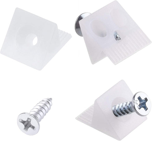 Canomo 50 Packs Plastic Furniture Bottom Sagging Repair Wedges, 90 Degree Drawer Angle Code Bracket with Screws