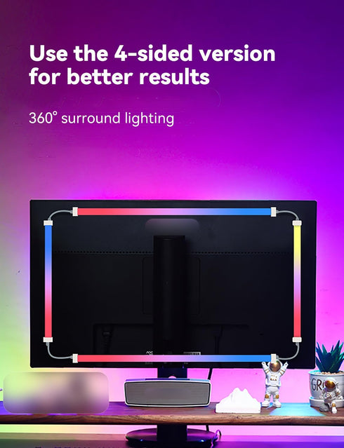 Fiotura G100 (4-Side 34inch) Monitor LED Backlights for PC & Mac, LED Strip Light Sync with Screen Color/Music