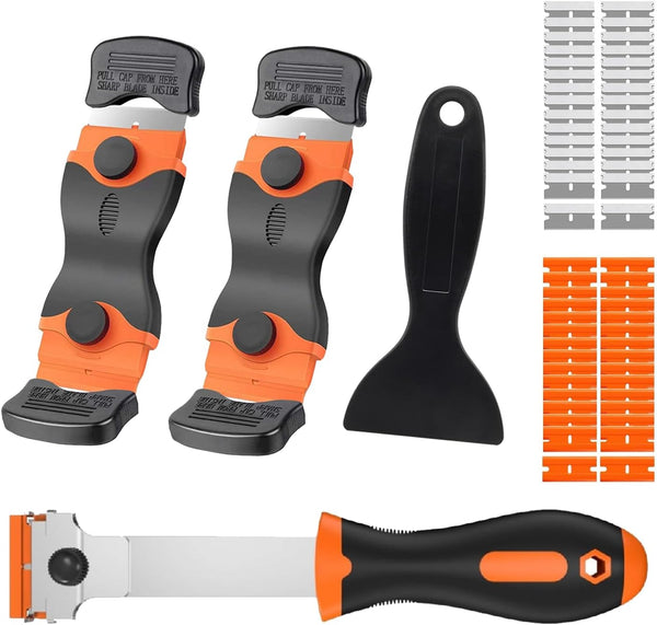 Razor Blade Scraper Tool Set, 4 Pack Paint Scrapers with 30 Plastic