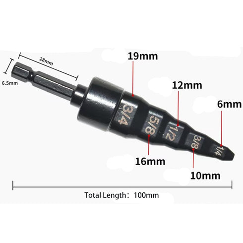 HVAC Repair Tool, 5-in-1 Air Conditioning Copper Pipe Expansion Swaging Drill Bit Set with Five Sizes of Drill Bits