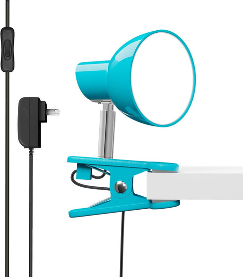 LED Clip Lamp, 5W Super Bright Small Desk Light with 330 Rotation, Clamp for Desk/Table/Bed Headboard, Modern Blue