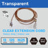 Clear Extension Cord,15 Feet Indoor Extension Cord, Male to Female 3 outlets with Protective Cover, UL-Certified, 2 x 16 AWG 125VAC 13A, Perfect for Lights Connection and Multiple Purposes.