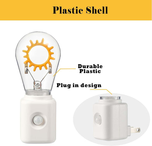 Dimmable 2200K 1W 1 Pack Unique Gift, LED Night Light with Motion Sensor, Retro Filament Design, Warm White Plug into