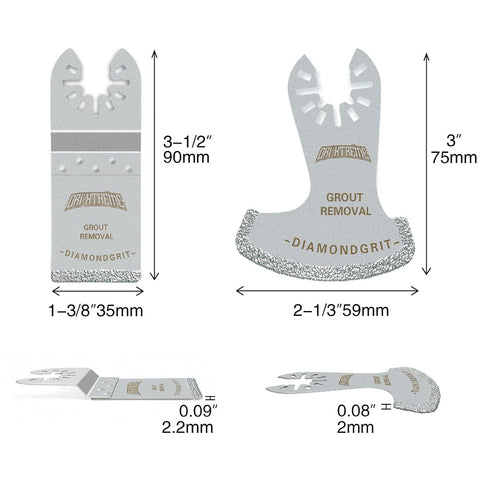 Diamond Oscillating Tool Blade Set, Multi Tool Mortar Cutting Saw Blades Precise for Grout Removal, 4-Pack
