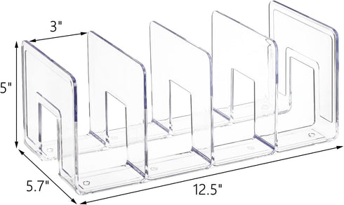 Lawei 4 Pack Acrylic File Sorter, 4-Section Clear Desktop File Folder Holder Organizer for Books, Envelopes, Mail,