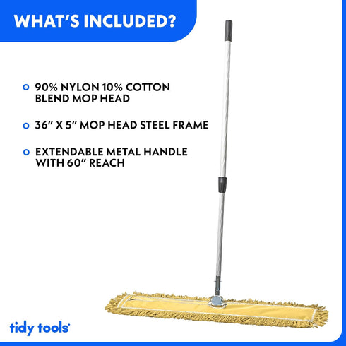 Commercial Dust Mop, 36 x 5 in. Reusable Mop Head, Extendable Handle for Floor Cleaning Supplies