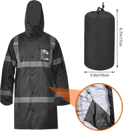 3 A-SAFETY High Vis Rain Jacket Trench Coat &Safety Rain Jacket RIVER OTTER Rain Bibs ANSI Class
