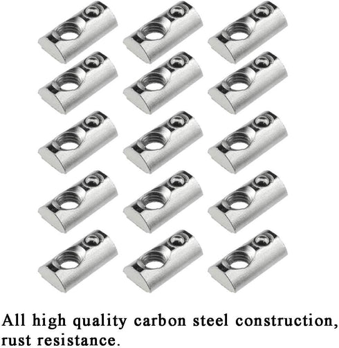 2020 Series M5 T Slot Nuts Roll-in Spring Ball Loaded Elastic Nuts, 15 Pack Carbon Steel for 3D Printer