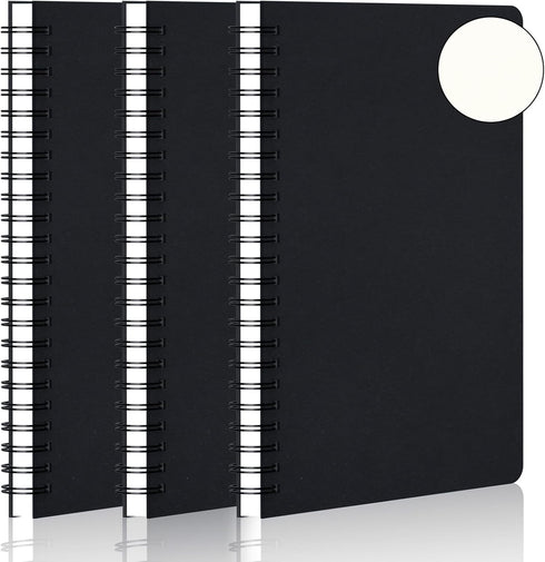 EUSOAR A5 Spiral Notebook Journal, 3 Pack, 5.5"x8.3", Blank Kraft Sketch Notebooks, 120 Pages, College Planner