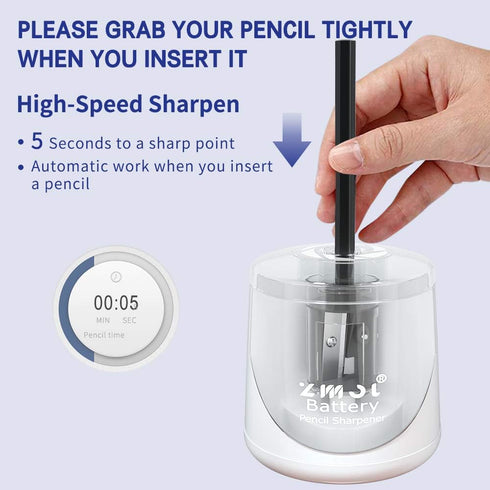 ZMOL Portable Electric Pencil Sharpeners, Battery Operated for Kids, Black-Coarse Sharpener