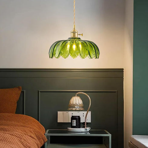 Glass Pendant Lights Kitchen Island, Vintage Brass Pendant Light Fixtures, Adjustable Green Kitchen Pendant Lighting