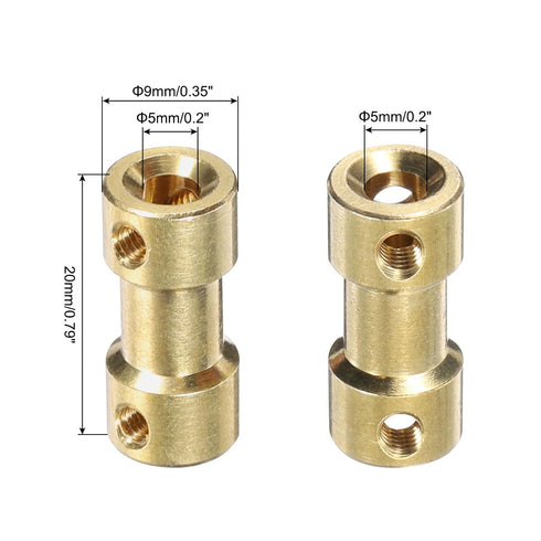 MECCANIXITY 10pcs 5mm to 5mm Brass Shaft Coupling Joint Connector with Screws and Hex Wrench Flexible Motor Shaft Coupler for RC Model Car Airplane Motor Wheels Tires Shaft