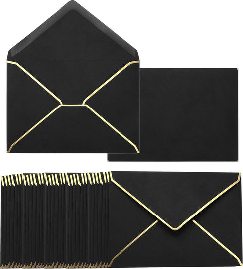PATIKIL 100 Pack 5 x 7 A7 Card Christmas Envelopes V Flap with Gold Border for Office, Wedding Gift Cards, Invitations,