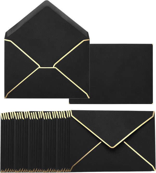 PATIKIL 100 Pack 5 x 7 A7 Card Christmas Envelopes V Flap with Gold Border for Office, Wedding Gift Cards, Invitations,