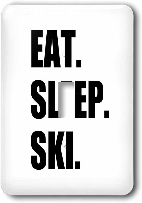 3dRose lsp_180441_1 Eat Sleep Ski Skiing Enthusiast Sport Black Text Light Switch Cover