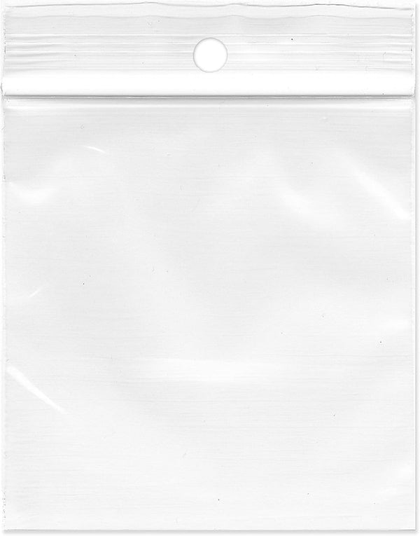 Plymor 3" x 3" (Pack of 200), 2 Mil with Hang-Hole Zipper Reclosable Plastic Bags