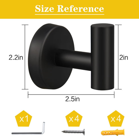 4 Pack Towel Hooks, Wall Mounted Bathroom Coat Hook, SUS304 Stainless Steel Hooks for Bedroom Kitchen Office