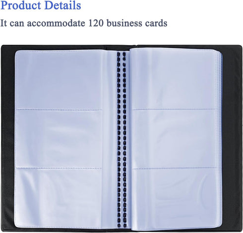 ZUFECY Business Card Organizer, Portable Holder Book for 120 Cards with Binder File Sleeve Storage