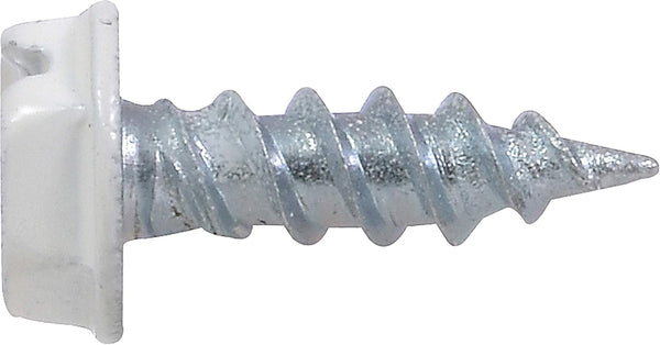 HILLMAN 35263 White Painted Hex Washer-Head Self-Piercing Screws (#7 x 1/2") - 100 Pieces