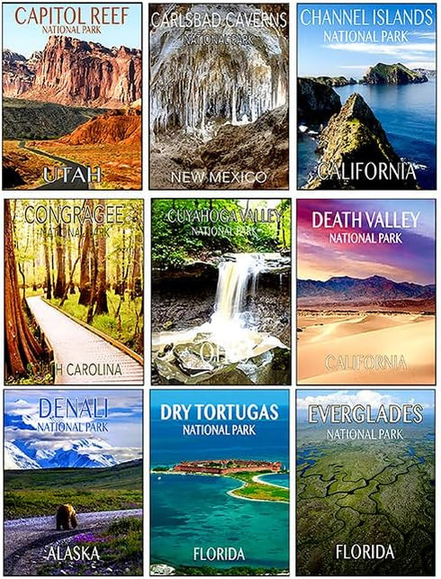 Sheet of 63 National Park "Poster Art" Stickers, US National Parks Decal for Laptops, Notebooks, and More