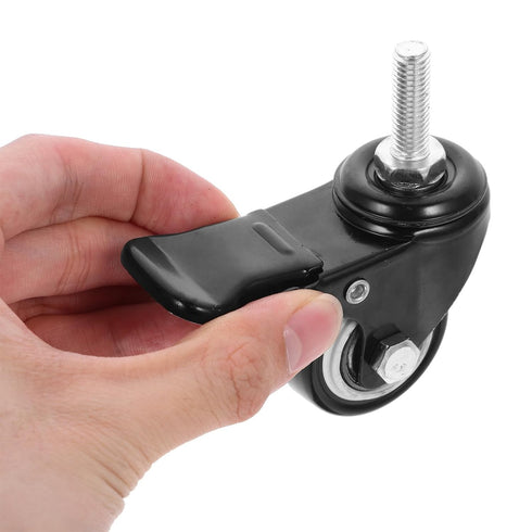 4pcs 1.5-inch M8x25 UPKOCH Stem Casters with Brake, Threaded Rod Heavy Duty Swivel Wheels for Furniture, Rolling Cart