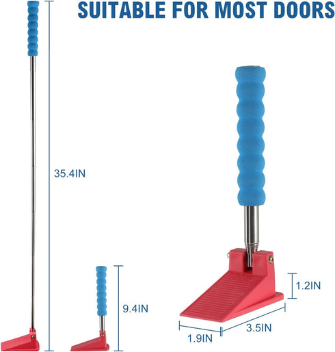 Long Handle Door Stopper Wedge - Heavy-Duty Adjustable Non-Slip Rubber Wedge for Fall Prevention