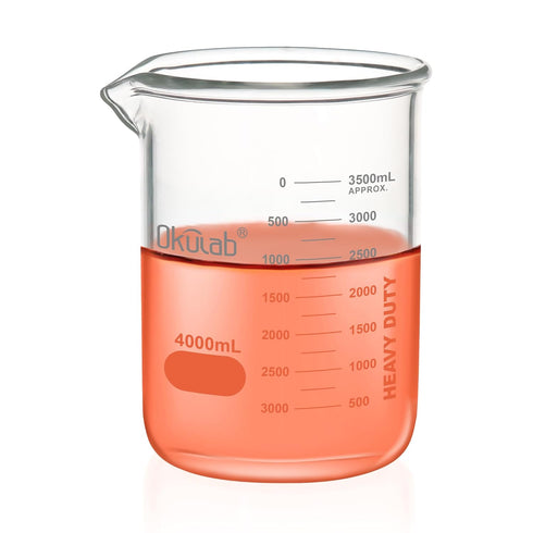 Heavy Duty Glass Beaker Set - Thick-Walled 3.3 Borosilicate Glass Beakers with Double Scale Printed Graduation,
