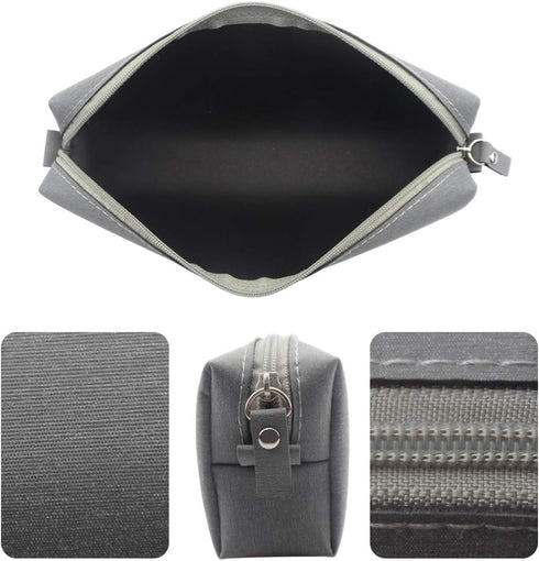 Enyuwlcm Stylish Simple Waterproof Pencil Bag, Small Square Fabric Pencil Case Black and Gray 2 Pack
