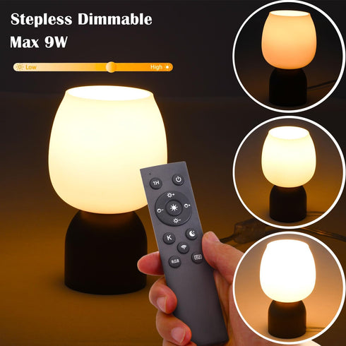 RGB Color Changing LED Table Lamp - Modern Black Wood Design