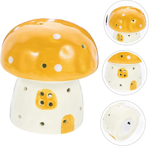 Bulb ERINGOGO Mushroom Table Lamp Small Ceramic Nightstand Light Warm for Bedroom Portable Touch Sensor Desk Lamp