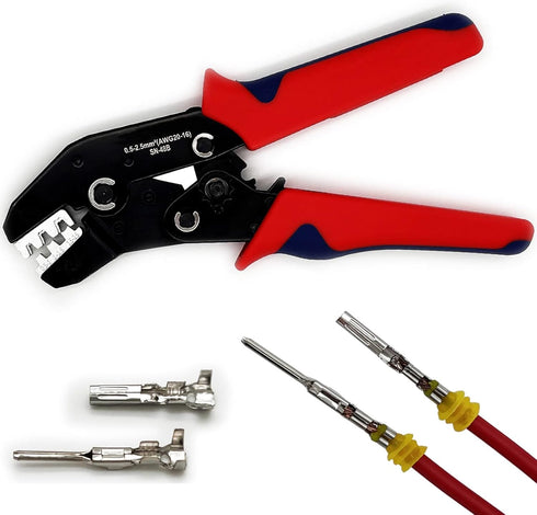 Ratcheting Wire Crimper Tool for Open Barrel Terminal Connectors, Crimping Tool, Electrical Crimping Pliers 20-14 AWG