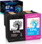 H&BO TOPMAE Remanufactured Ink Cartridge Replacement for HP 67 67XL - 1 Black 1 Tri-Color for Envy Pro 6055, 6455e,