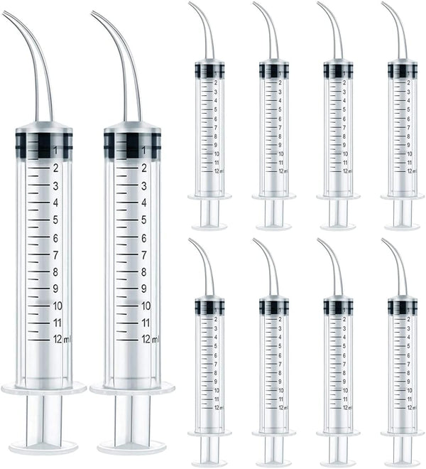 Plastic Syringe for Scientific Labs, 10 Pack Measuring Syringe Tools for Dispensing Multiple Uses (12 ml, 1)